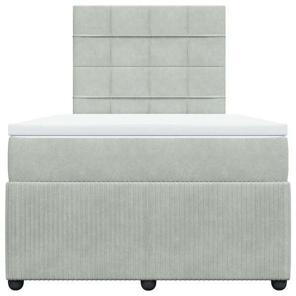 vidaXL Boxspring met matras fluweel lichtgrijs 120x200 cm