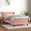 vidaXL Boxspring met matras fluweel roze 90x200 cm