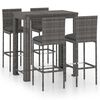 vidaXL 5-delige Tuinbarset met kussens poly rattan grijs