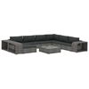 vidaXL 10-delige Loungeset met kussens poly rattan grijs