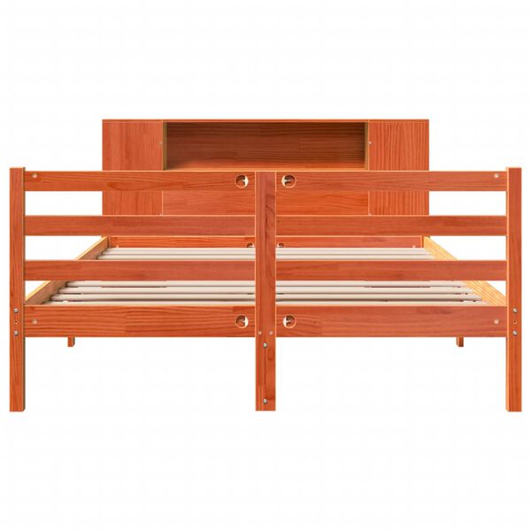 vidaXL Bed met boekenkast zonder matras grenenhout wasbruin 140x200 cm