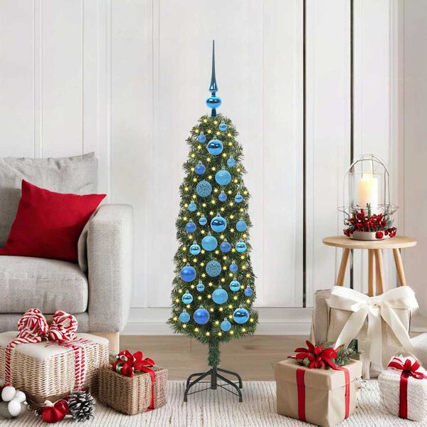 vidaXL Kunstkerstboom Groen 120 cm PVC en Staal en Kunststof