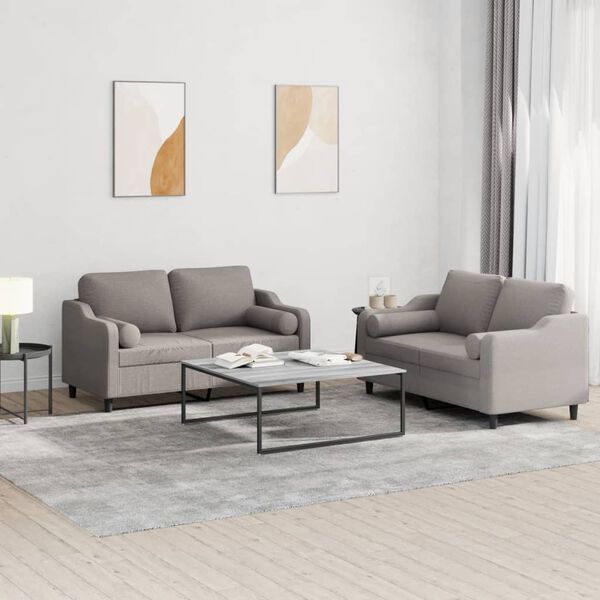 vidaXL 2-delige Loungeset met kussens stof taupe
