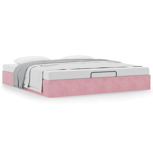 vidaXL Ottoman bedframe zonder matras 180x200 cm fluweel roze