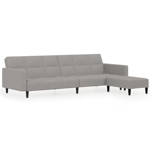 vidaXL Slaapbank 2-zits met voetenbank microvezelstof lichtgrijs