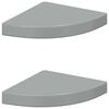 vidaXL Hoekschappen zwevend 2 st 25x25x3,8 cm MDF hoogglans grijs