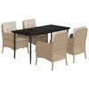 vidaXL 5-delige Tuinset met kussens poly rattan beige
