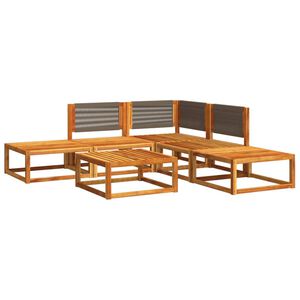 vidaXL 6-delige tuinbankset met kussens acaciahout & touw