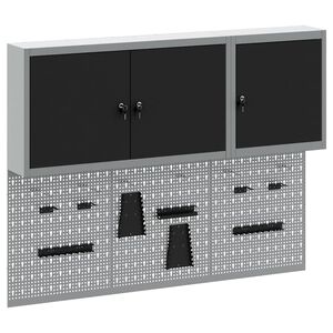 vidaXL Gereedschapskast set met plank 5 st Zwart Gepoedercoat staal