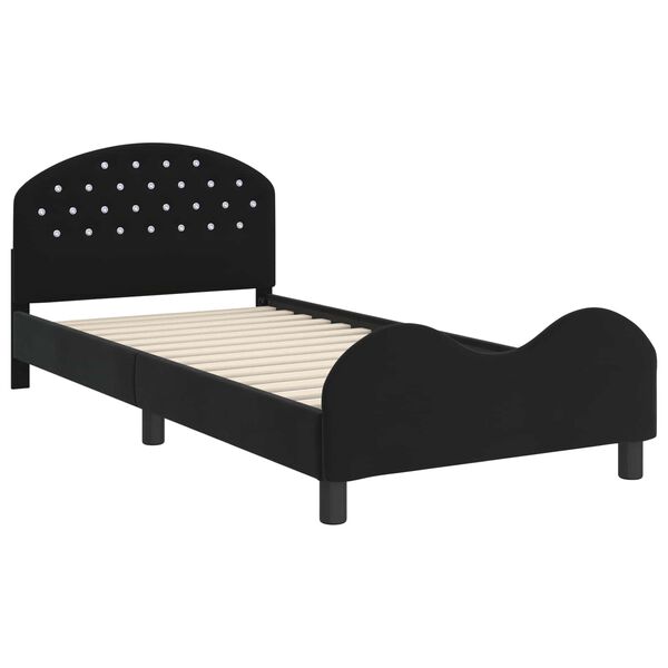 vidaXL Bedframe voor kinderen met hoofdbord Zwart 90 x 200 cm Fluweel