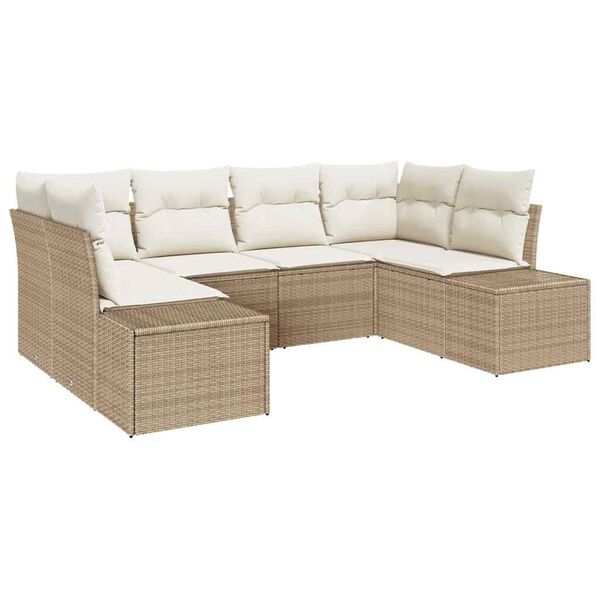 vidaXL Tuin Sofa Set met kussen 6 pcs Beige poly rattan