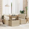 vidaXL Tuin Sofa Set met opslag 5 pcs Beige Poly riet