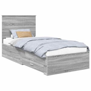 vidaXL Bedframe met hoofdeinde Grijs Sonoma 90 x 200 cm Bewerkt hout