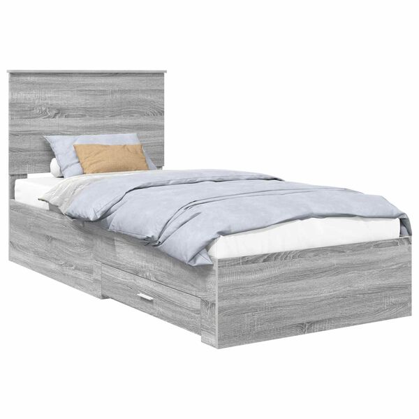 vidaXL Bedframe met hoofdeinde Grijs Sonoma 90 x 200 cm Bewerkt hout
