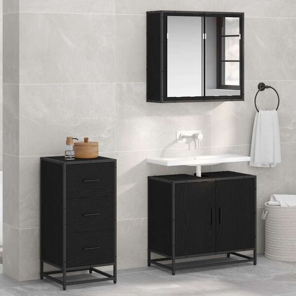 vidaXL Dressoir Zwart Eiken 35,5 x 35 x 76 cm