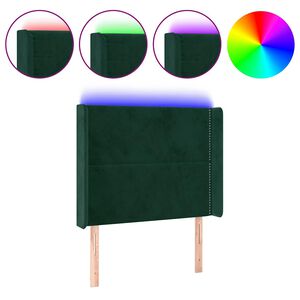 vidaXL Hoofdbord LED 103x16x118/128 cm fluweel donkergroen