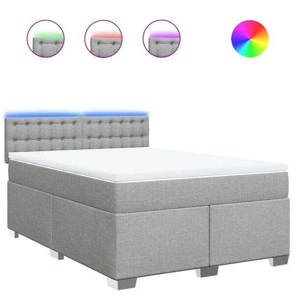 vidaXL Boxspring met matras stof lichtgrijs 140x200 cm