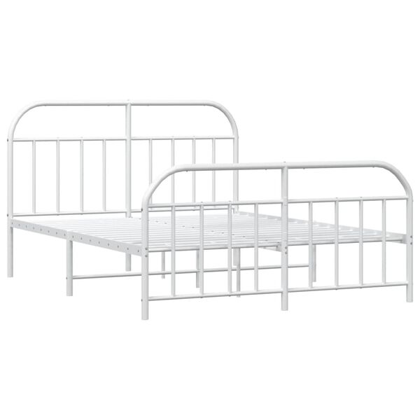 vidaXL Bedframe met hoofd- en voeteneinde metaal wit 140x190 cm