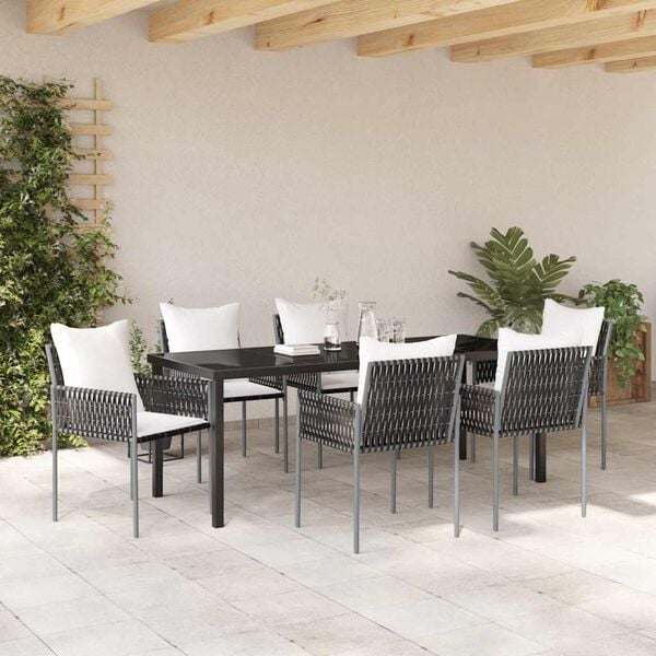 vidaXL Tuin eettafelset 7 pcs Bruin en zwart PE Rattan