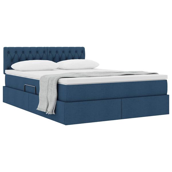 vidaXL Opbergbed met matras met matras Blauw 140 x 200 cm Bewerkt hout