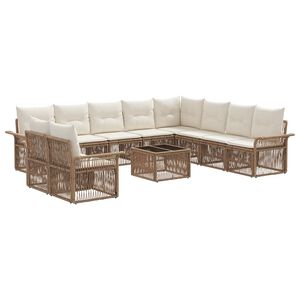 vidaXL Tuinbankenset 11 pcs Beige poly rattan