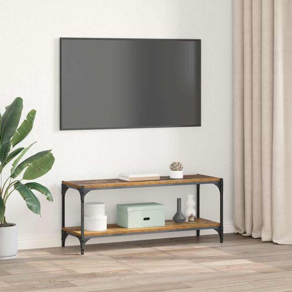 vidaXL TV-kast Oud Hout 100x33x41cm Gemonteerd hout en ijzer