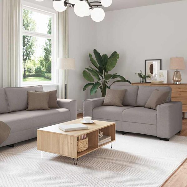 vidaXL 2-delige Loungeset met kussens stof taupe
