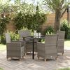 vidaXL Tuin eettafelset 5 pcs Grijs poly rattan