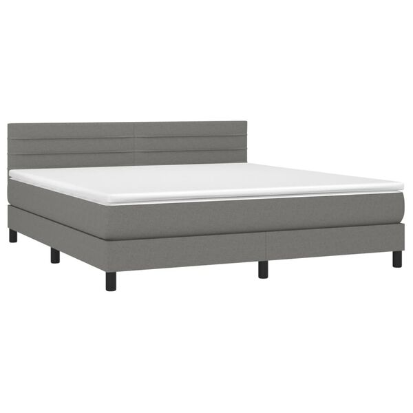 vidaXL Boxspring met matras stof donkergrijs 160x200 cm