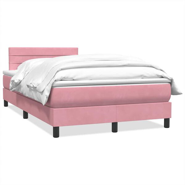 vidaXL Boxspring met matras fluweel roze 120x210 cm
