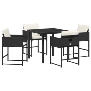vidaXL Tuin eettafelset met kussen 5 pcs Bruin poly rattan