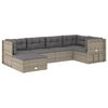 vidaXL 6-delige Loungeset met kussens poly rattan grijs
