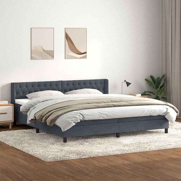 vidaXL Boxspring met matras fluweel donkergrijs 180x220 cm