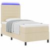 vidaXL Boxspring bed met matras met LED Cr&egrave;me 90 x 190 cm Stof