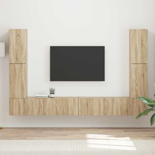 vidaXL Tv-meubelset 8 pcs Sonoma Eiken Bewerkt hout