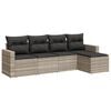 vidaXL 5-delige Loungeset met kussens poly rattan lichtgrijs
