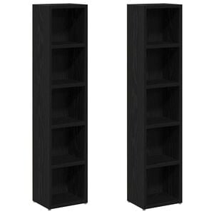 vidaXL CD-kasten 2 st 21x16x93,5 cm spaanplaat zwart eikenkleurig