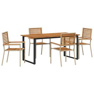 vidaXL Tuin eettafelset 5 st Beige Massief Acaciahout
