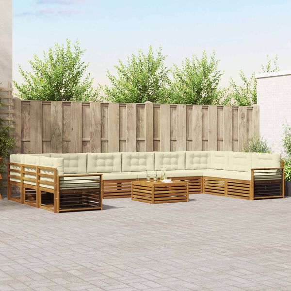 vidaXL Sofa-Sets 11 pcs Natuurlijk en Cr&egrave;me Massief Acaciahout