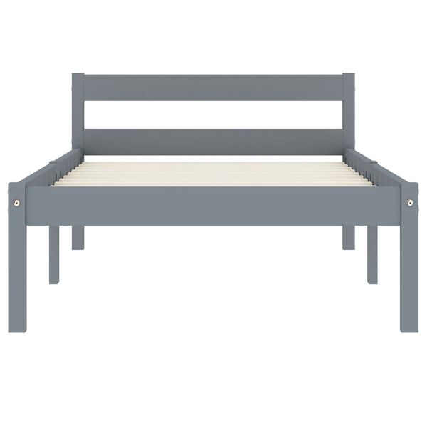 vidaXL Bedframe massief grenenhout grijs 90x200 cm
