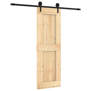 vidaXL Schuifdeur Naturel en Zwart 70 x 210 cm Massief Grenenhout
