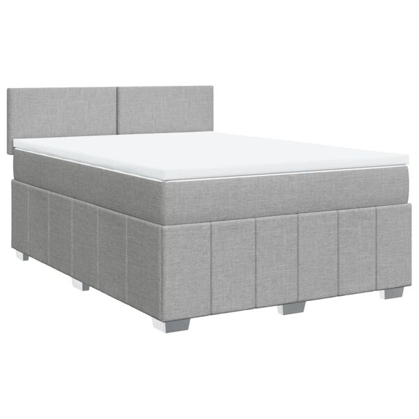 vidaXL Boxspring met matras stof lichtgrijs 160x200 cm