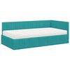 vidaXL Hoekbedframe met Matras met matras 2 pcs Turquoise Fluweel