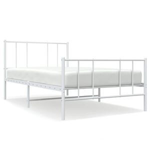 vidaXL Bedframe met hoofd- en voeteneinde metaal wit 100x190 cm
