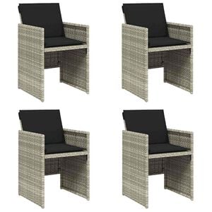 vidaXL Tuinstoelen 4 st met kussens poly rattan lichtgrijs