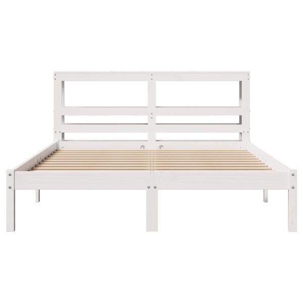 vidaXL Bedframe zonder matras massief grenenhout wit 140x190 cm