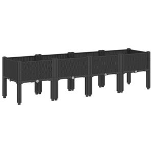 vidaXL Plantenbak met poten 160x40x42 cm polypropeen zwart