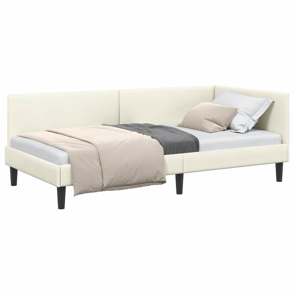 vidaXL Hoekbedframe met hoofdeinde Crème 90 cm x 190 cm Fluweel