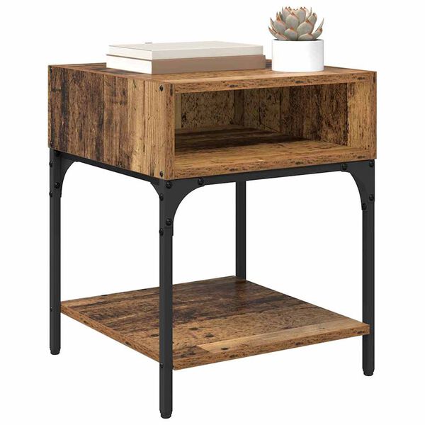 vidaXL Nachtkastje Oudhout 40 x 40 x 50 cm Bewerkt hout