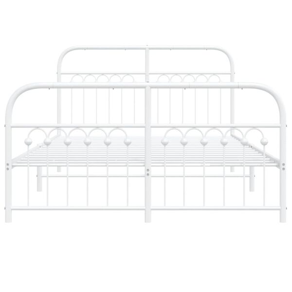 vidaXL Bedframe met hoofd- en voeteneinde metaal wit 137x190 cm